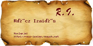 Rácz Izaiás névjegykártya